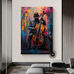 Arte jazz africana, tela africana, arte murale jazz, tela di musicista uomo nero, dipinto colorato con band jazz per strada