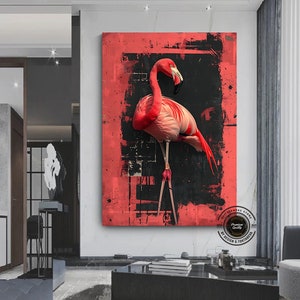 Flamingo Wall Art, Canvas print, Pink Flamingo, Tropical Decor, Exotic Bird , Pink Flamingo Art , Flamingo Wall Hanging, Wall Decor