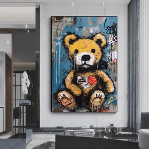 Teddy bear wall art, teddy bear graffiti art, teddy bear street art, graffiti wall art, street wall art