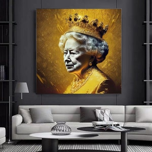 Queen Elizabeth II canvas wall art.Queen Elizabeth II - Modern Painting Art,  Modern Decor, Wall Decor, Gift Fashion, Vibrant