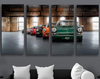 Porsche Garage Wall Art Car Canvas Large Print, Extra Large porche 911 poster canvas print, super car porche to HANG Canvas