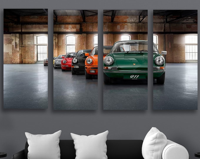 Porsche Garage Wall Art Car Canvas Large Print, Extra Large porche 911 poster canvas print, super car porche to HANG Canvas