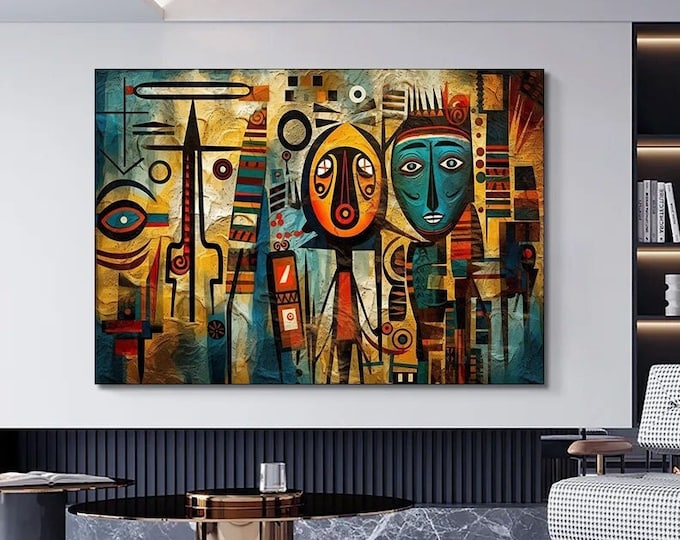 Wall Art with African Symbols, African Patterns Decor, Fashion African Art, African American cultural art, Modern African Art, African Gift