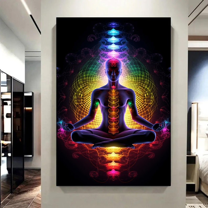 7 Chakras Yoga Canvas Print: Indian Buddha Meditation Art - Etsy