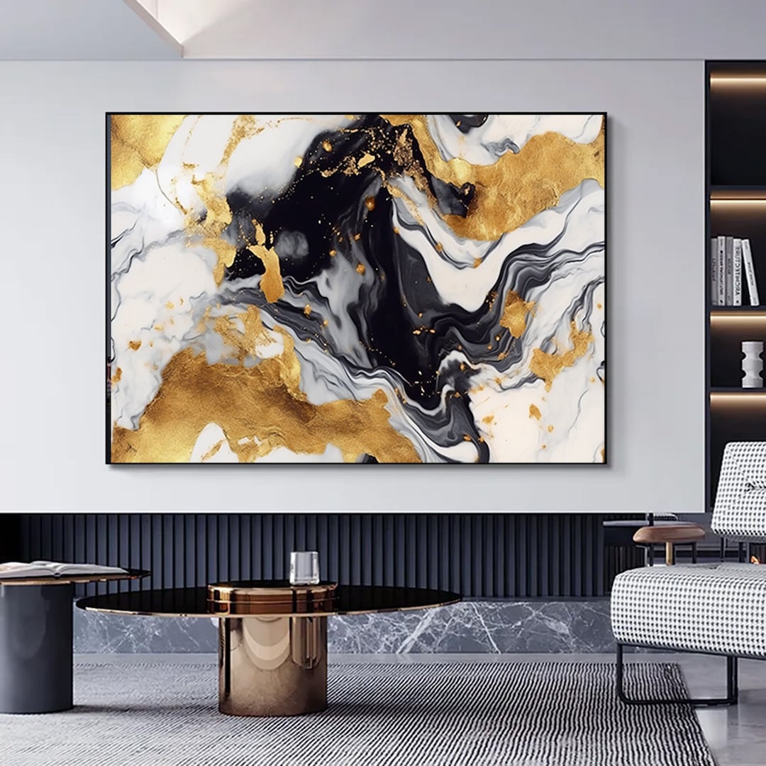 Black and Gold Abstract Canvas Print, Modern Luxury Wall Art - Etsy