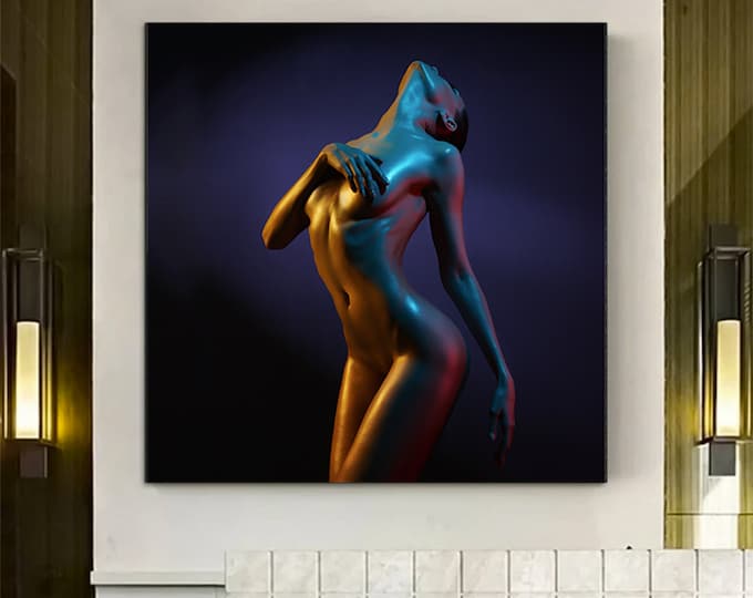 Erotic Nude Canvas, Sensual Art Print, Erotic Nudity Wall Art, Sexy Body Decor, Sexy Wall Print, Nude Woman, Black and white, Erotic Female