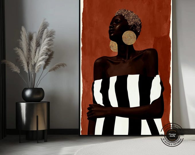 Bold Black Woman Portrait Canvas – Modern Minimalist Wall Art