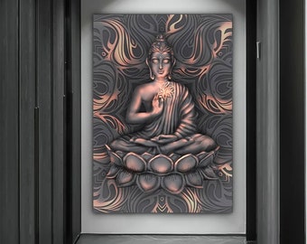 Framed Buddha Canvas, Asian Meditation Wall Art