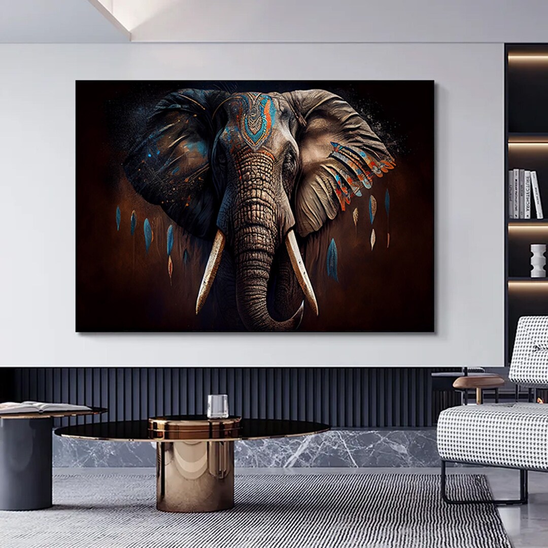 Handmade Elephant Canvas Print, Colorful Home Decor Wall Art - Etsy