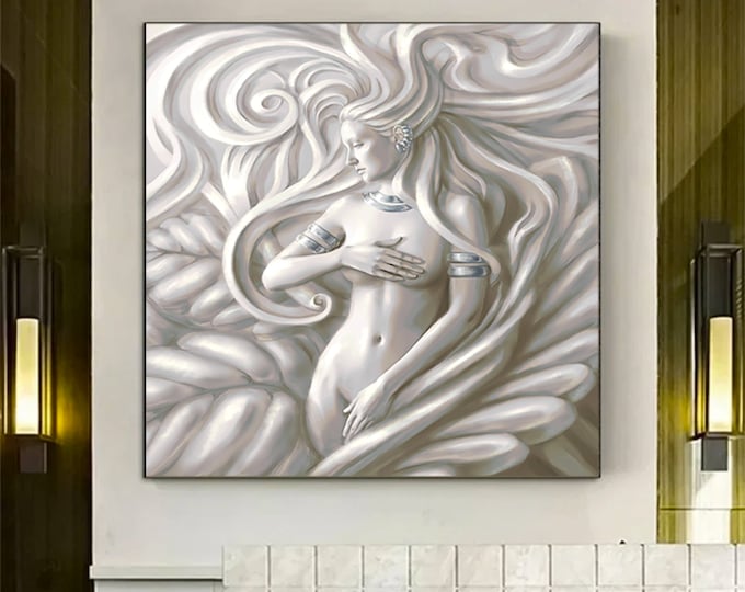 3d style woman with Canvas painting Goddess, marble, female face, sexy women poster large panel print