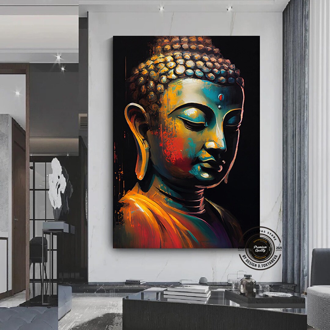 Buddha Canvas Painting, Yoga Artwork, Meditation Art Print, Buddha Wall ...