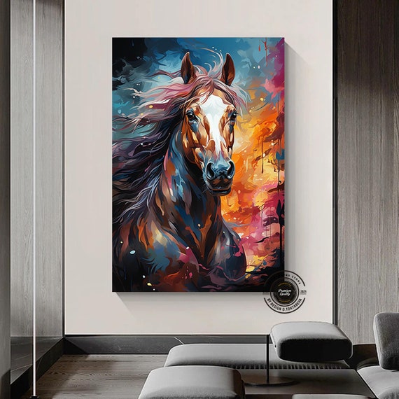 Abstract Horse Painting on Canvas: Colorful Wall Art Print - Etsy