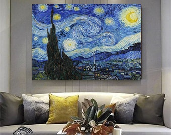 Vincent van Gogh’s the Starry Night as a canvas print, Starry Night art reproduction canvas home gift, Canvas print art home décor