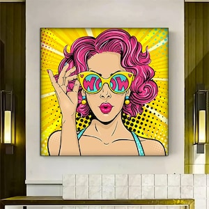 Pop Art Wall Art, Comic Pop Art, Woman WOW, Omg Shock Comic Style, Canvas Print Decor, Woman Wall Art, Lip Wall Decor, POP ART Print