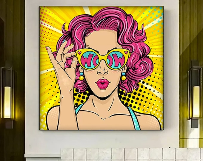 Pop Art Wall Art, Comic Pop Art, Woman WOW, Omg Shock Comic Style, Canvas Print Decor, Woman Wall Art, Lip Wall Decor, POP ART Print