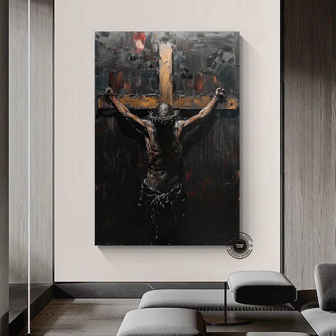 Handmade Jesus Canvas Art Print: Contemporary Christian Wall Decor - Etsy