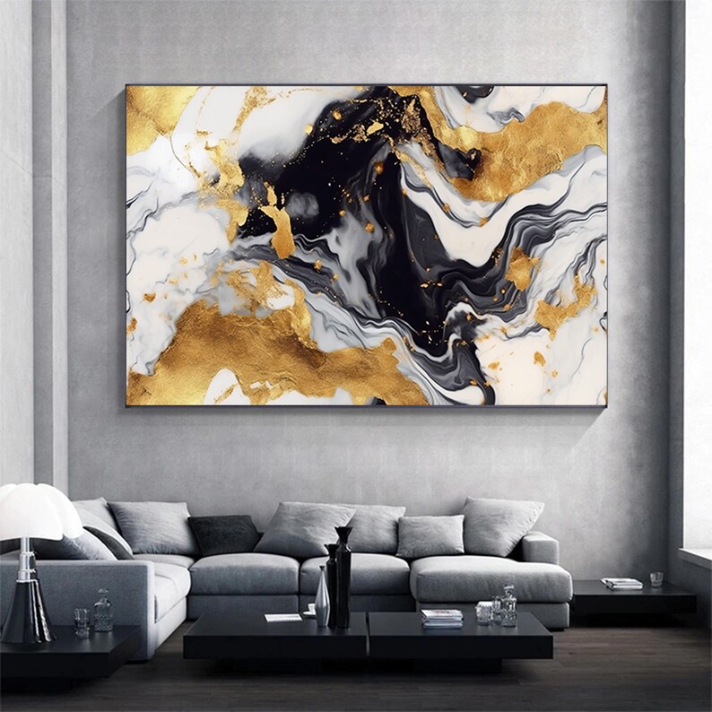 Black and Gold Abstract Canvas Print, Modern Luxury Wall Art - Etsy