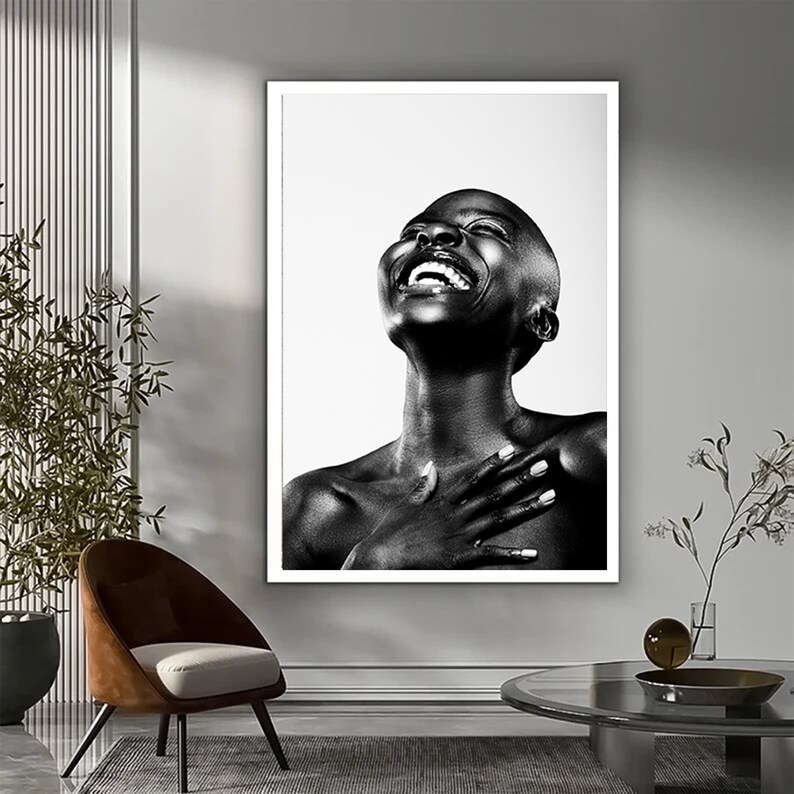 Zwart-witte kunstprint Afrikaanse vrouw, modern wanddecoratie afbeelding 6