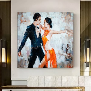 Tango Couple Canvas Painting: Framed Music Room Art
