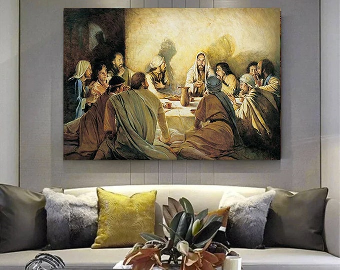 Last Supper Canvas Wall Art , Last Supper Canvas Wall Decors , Jesus and Disciples Christian Canvas Arts Wall Decoration
