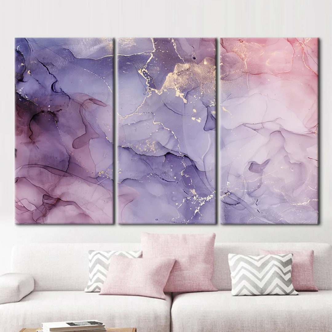 Purple and Pink Marble Modern Art Canvas Marble Art Canvas - Etsy
