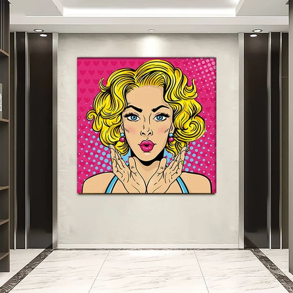 Woman WOW Pop Art Canvas Print, Comic Style Wall Decor - Etsy