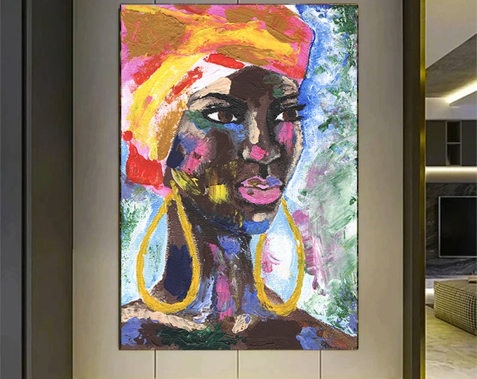 Ethnic Canvas Art, Women Wall Art, Canvas Wall Art, Ethnic Women Wall Art, African Woman Wall Art, Ethnic Art,Home Decor,Framed Canvas Art