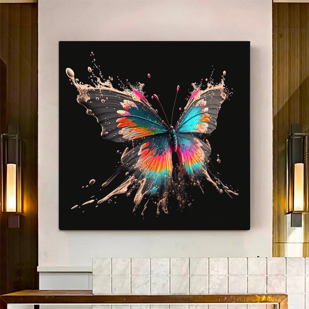 arte-de-parede-em-tela-de-borboleta-colorida-impress-o-de-animal-em