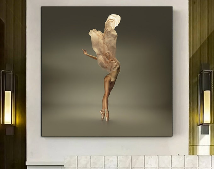 Dancing Ballerina Wall Art Canvas, Woman Figurative Dancer Print, Classical Ballet, Modern Dance