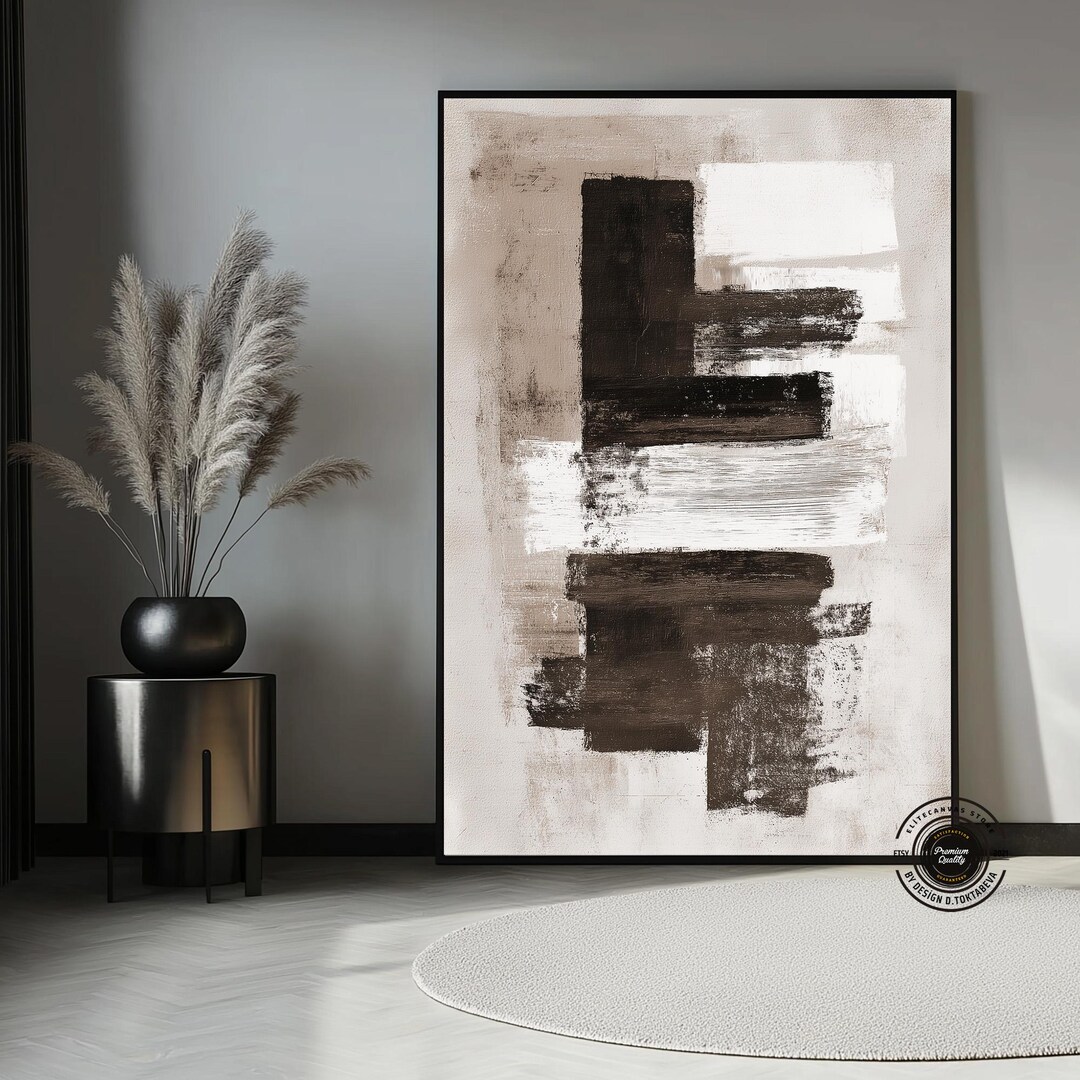 Modern Black & White Abstract Canvas Wall Art | Minimalist Neutral ...