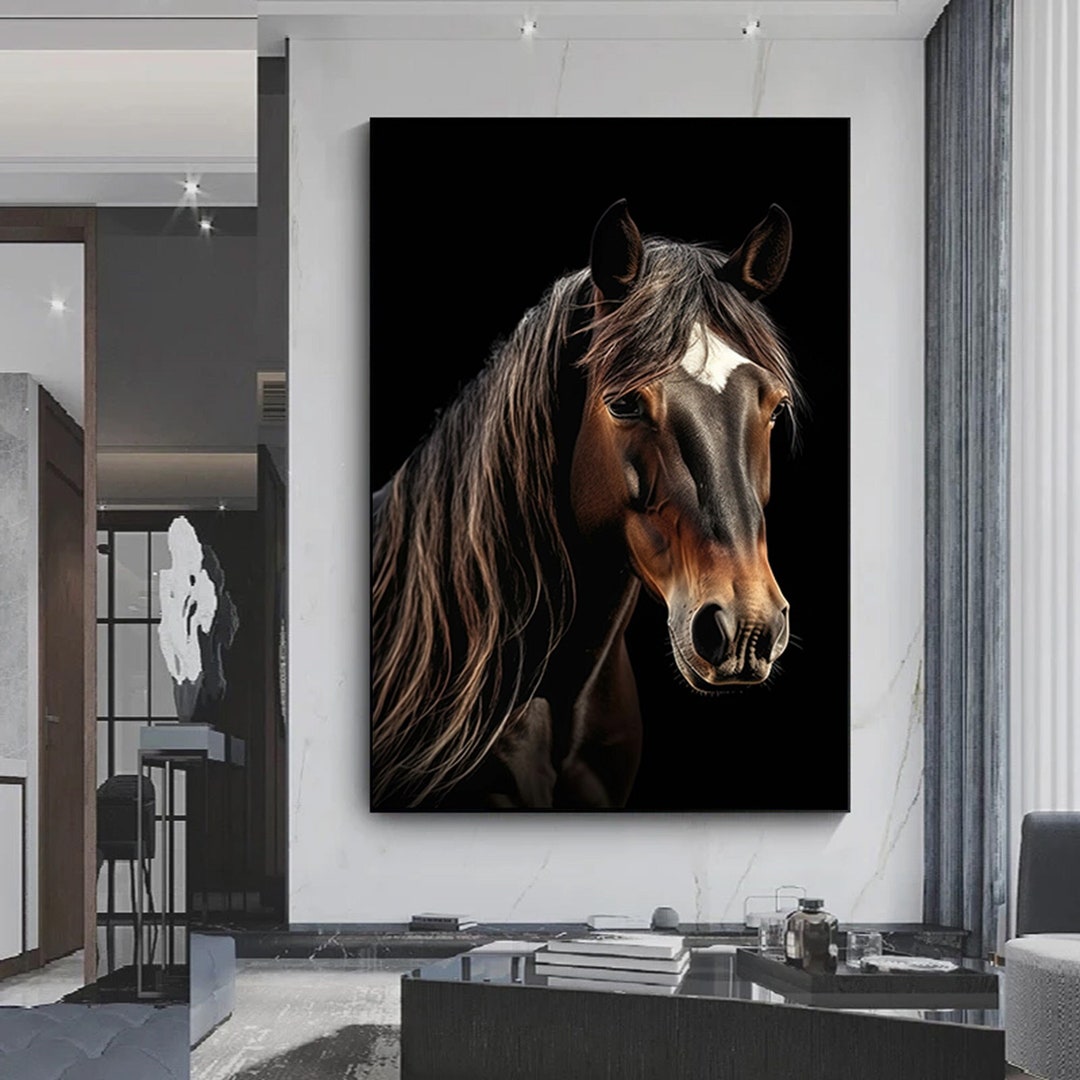 White Horse Wall Art Horse Decor Horse Painting Large Canvas Etsy