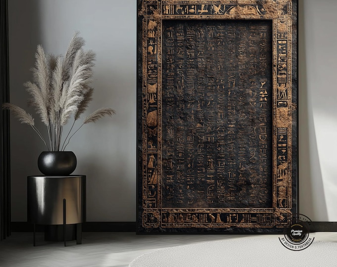 Egyptian Sacred Text Artwork – Gold Carved Style Canvas Print
