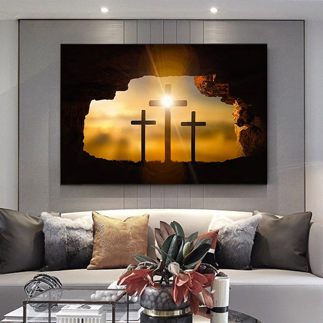 Jesus Cross Canvas Cross Jesus Wall Hanging Jesus Canvas Etsy