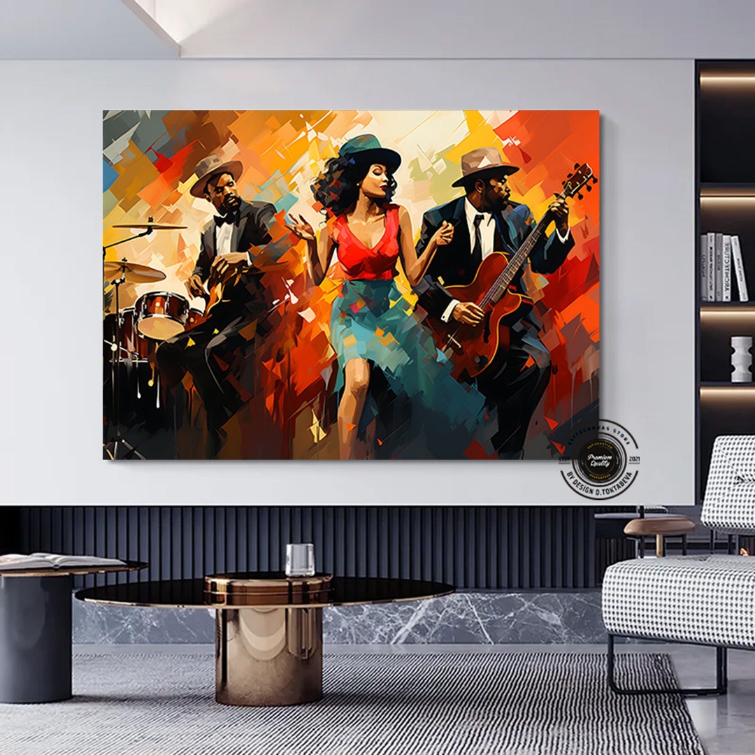 Stampa Su Tela Jazz Wall Art – Music Is Life, Quadro Moderno Con Strumenti Musicali, 30x45 Cm - 4