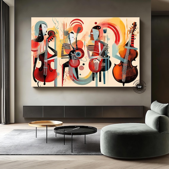 アート・デザイン・音楽 PICASSO Picasso Style Jazz Canvas Wall Art: Abstract Music Decor - Etsy