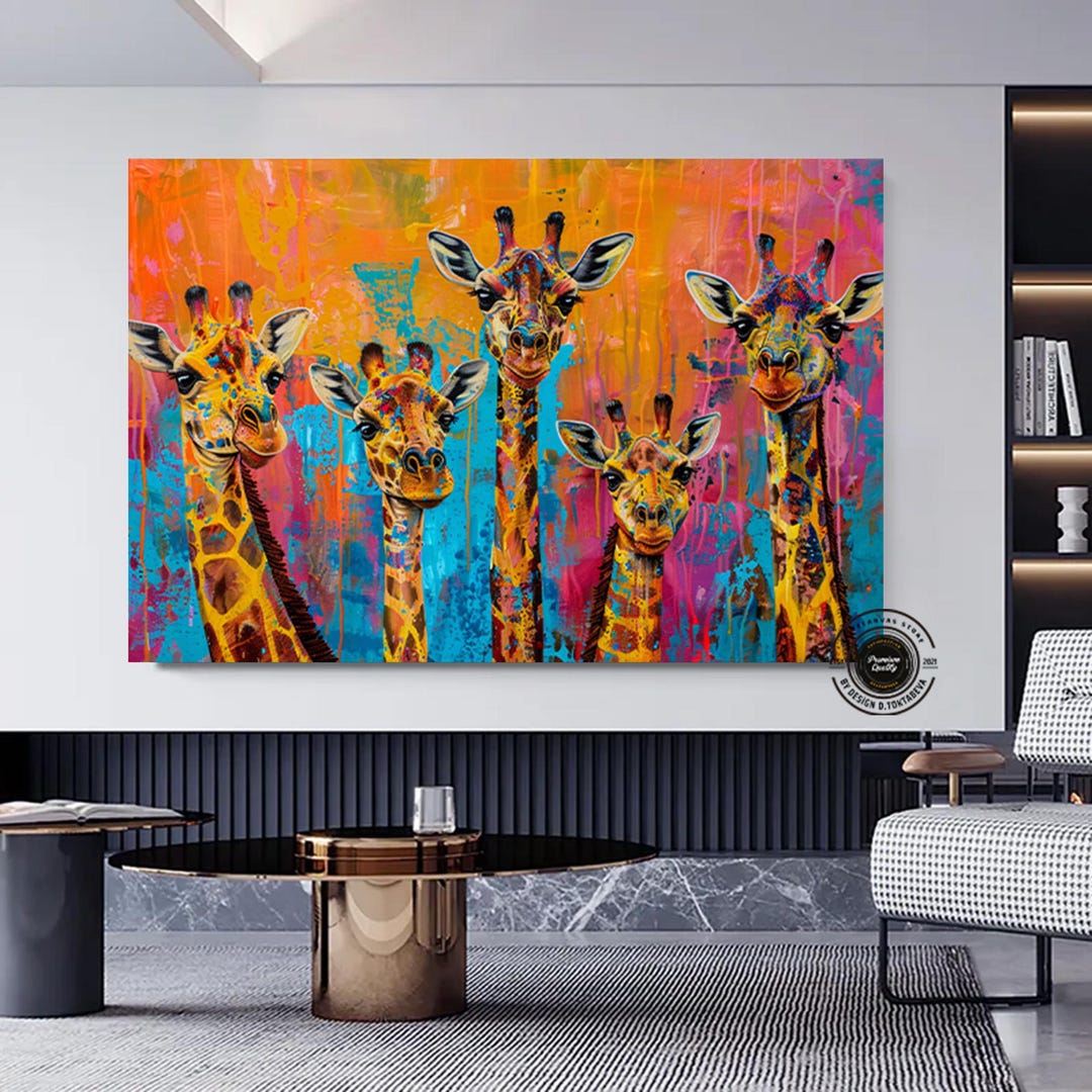 Graffiti Giraffe Canvas Painting: Abstract Wall Art, Ready to Hang - Etsy