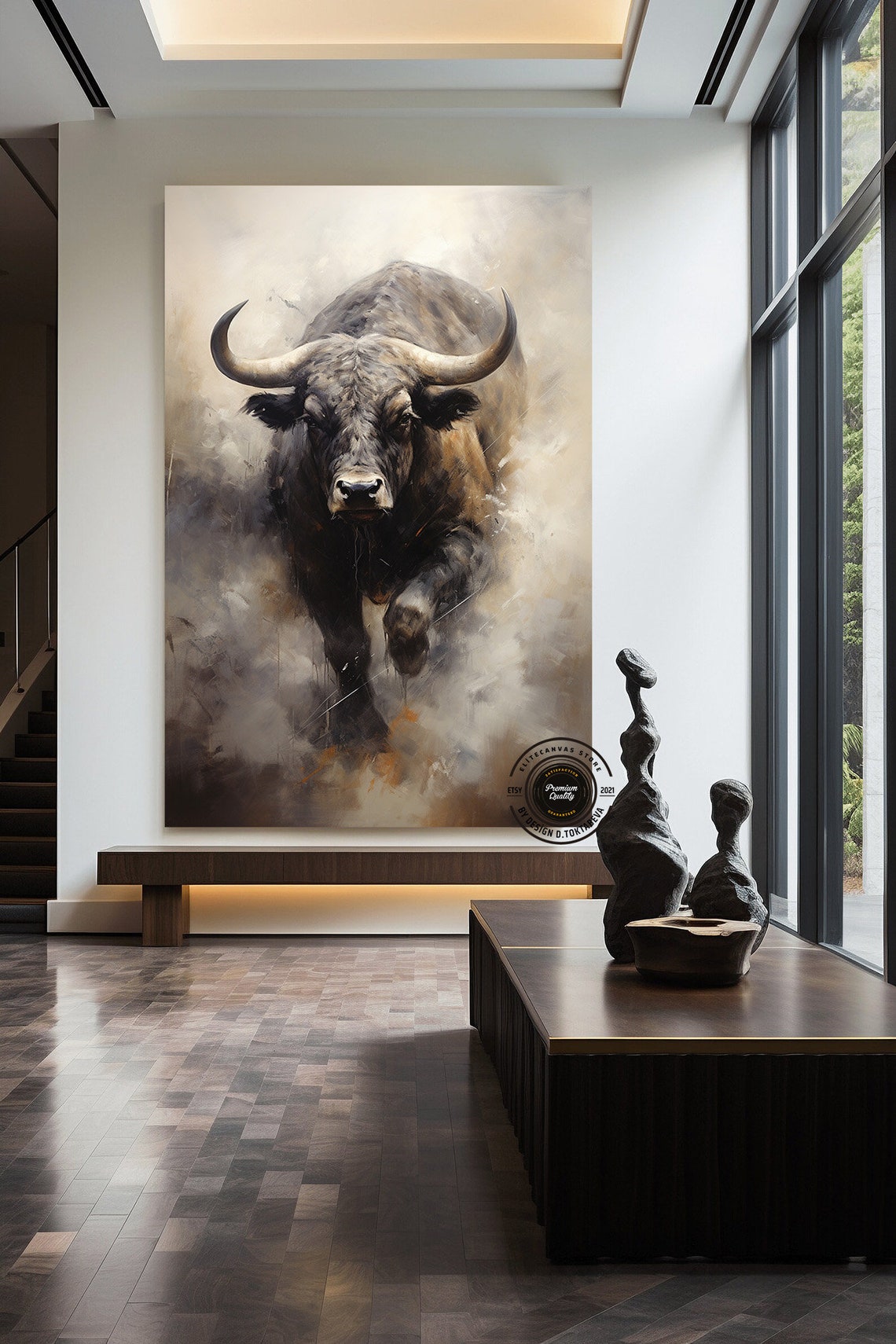 Charging Bull Canvas Print: Dynamic Animal Wall Art - Etsy