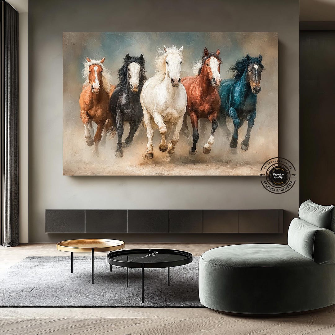 Running Horses Canvas Wall Art, Modern Equestrian Decor - Etsy