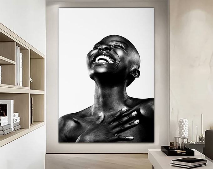 Modern African Woman Painting Wall Art Poster Home Decoration For Living Room, African Woman Print on Canvas,Ethnic Ladies Art,African Lady