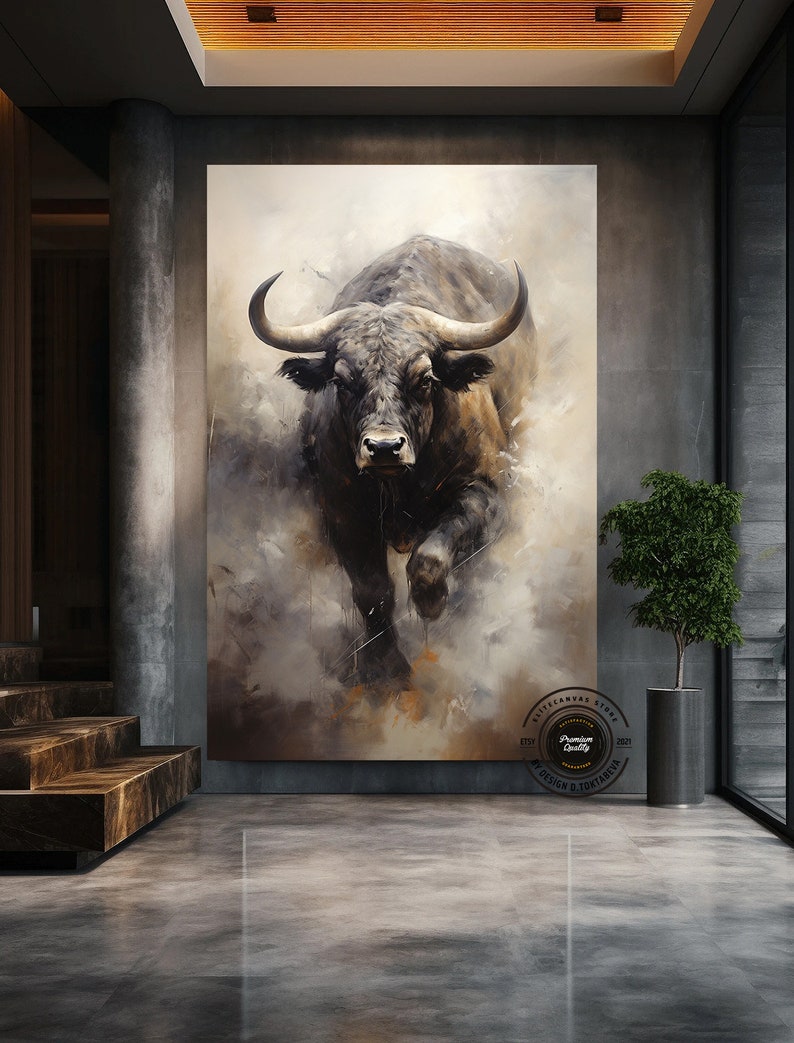 Charging Bull Canvas Print: Dynamic Animal Wall Art - Etsy