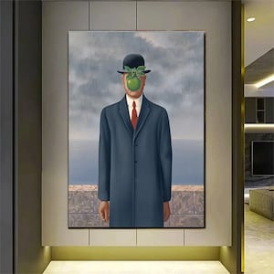 Surreal Rene Magritte Canvas Print Art,The Son of Man René Magritte Canvas Wall Art,Surreal Art Print, Surreal Painting,Wall Hanging