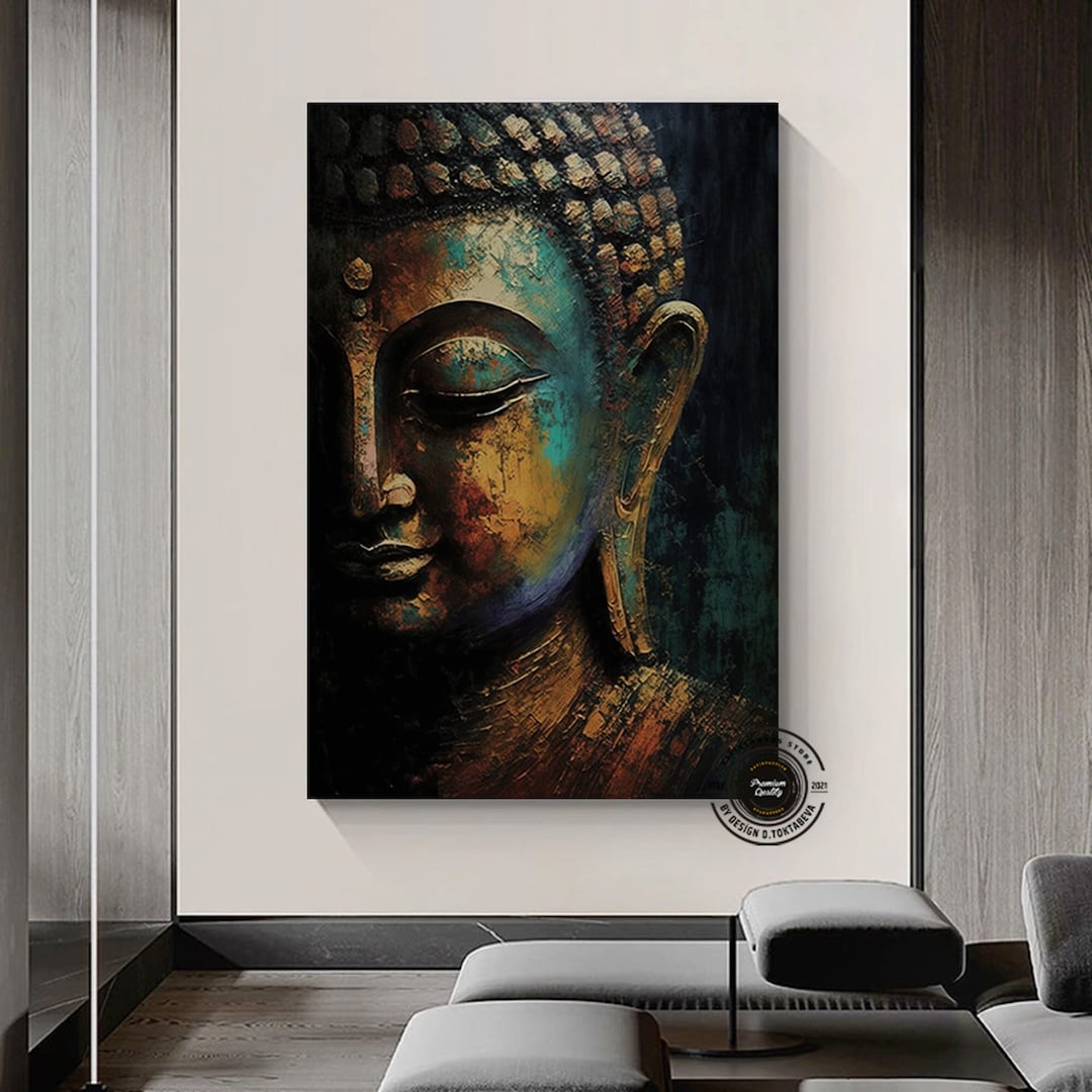 Buddha Canvas Painting, Yoga Artwork, Meditation Art Print, Buddha Wall ...