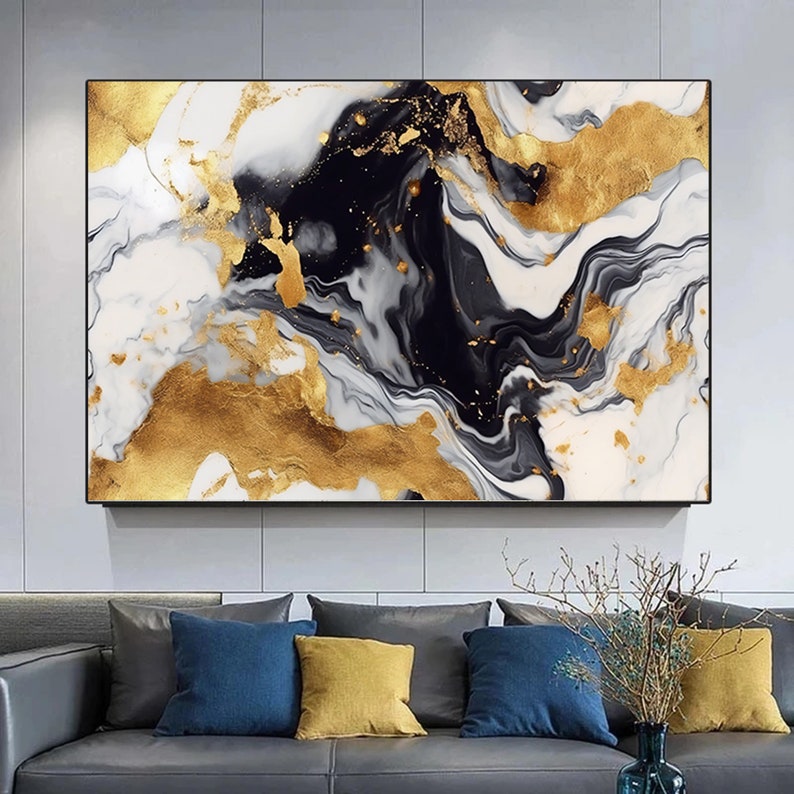 Black and Gold Abstract Canvas Print, Modern Luxury Wall Art - Etsy