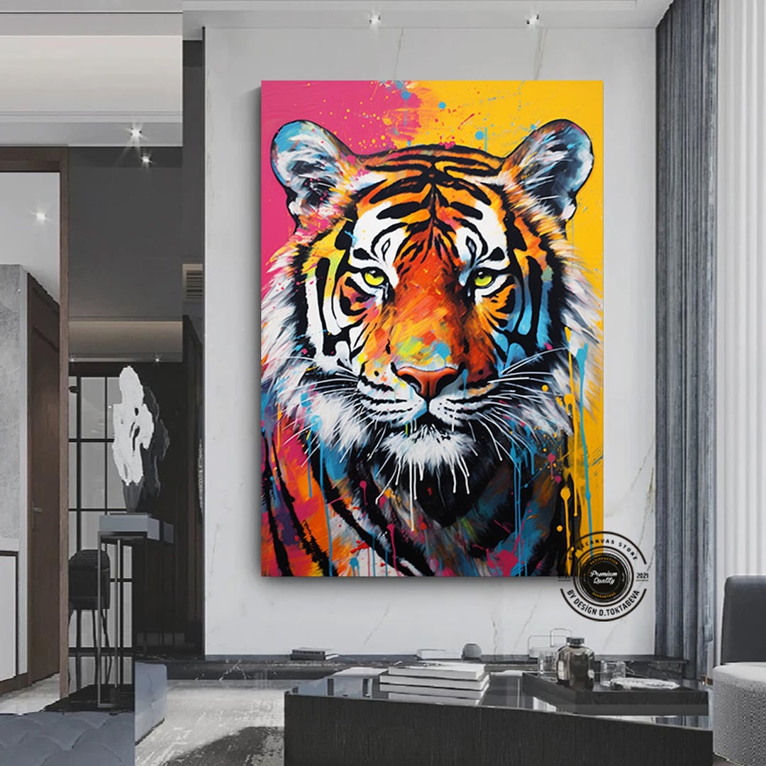 Abstract Graffiti Art Lion Painting Modern Animal Street Colorful ...