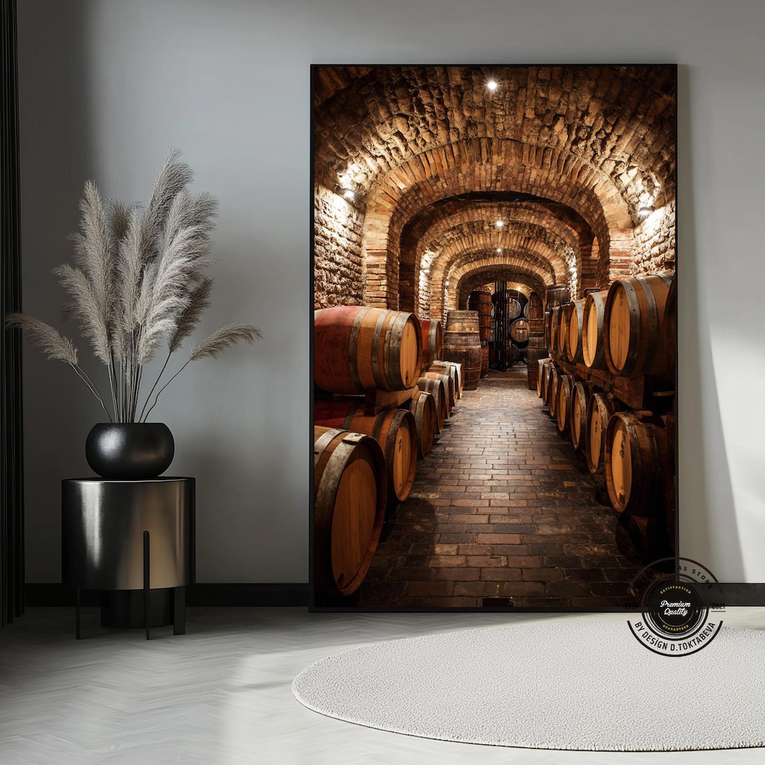 Vintage Wine Cellar Canvas Print – Rustic Barrel Archway Wall Art - Etsy