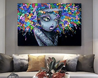 Beautiful Girls Graffiti Art Canvas Paintings Wall Pictures For Living Room Pop Art Street Art Canvas Prints Home Decoration