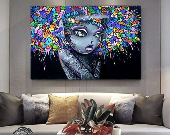 Beautiful Girls Graffiti Art Canvas Paintings Wall Pictures For Living Room Pop Art Street Art Canvas Prints Home Decoration