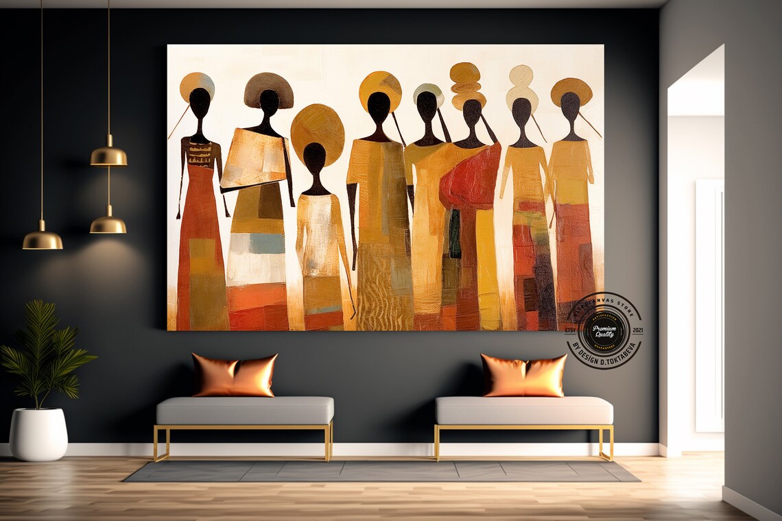 African Women Canvas Wall Art: Abstract Culture Decor - Etsy