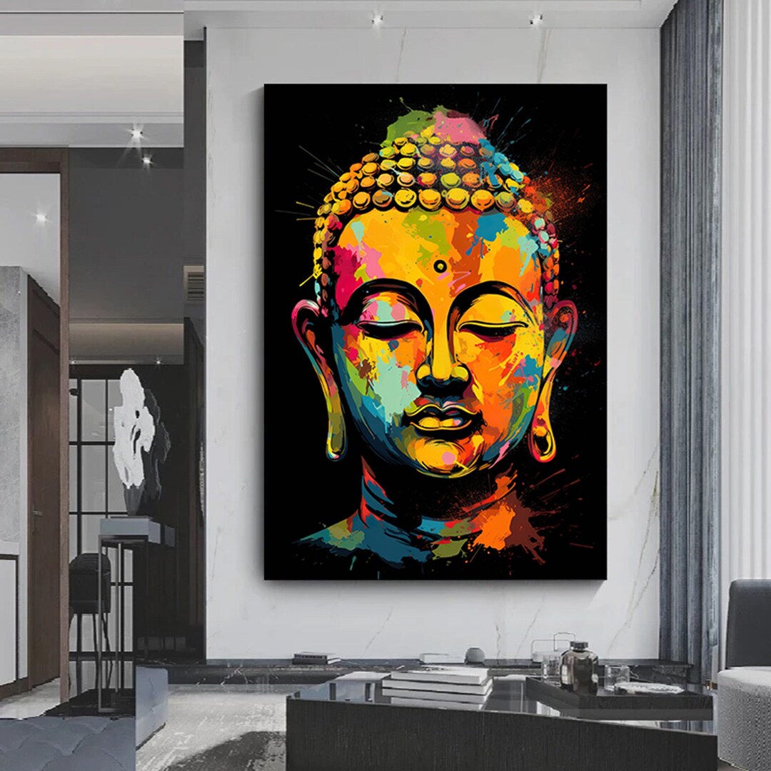 Buddha Canvas Painting, Yoga Artwork, Meditation Art Print, Buddha Wall ...