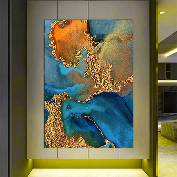 Orange Blue Wall Art Etsy